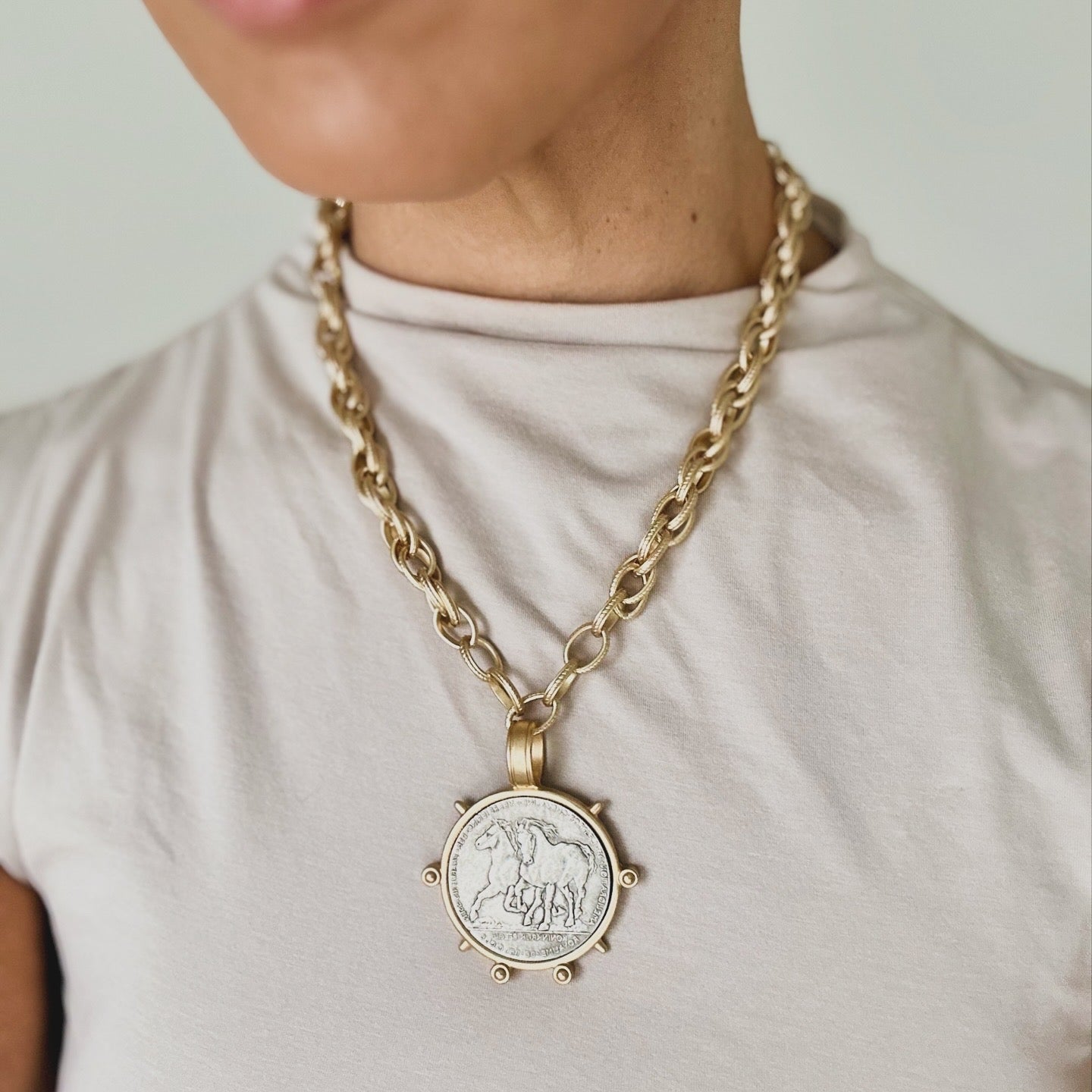 Wild Horses coin necklace