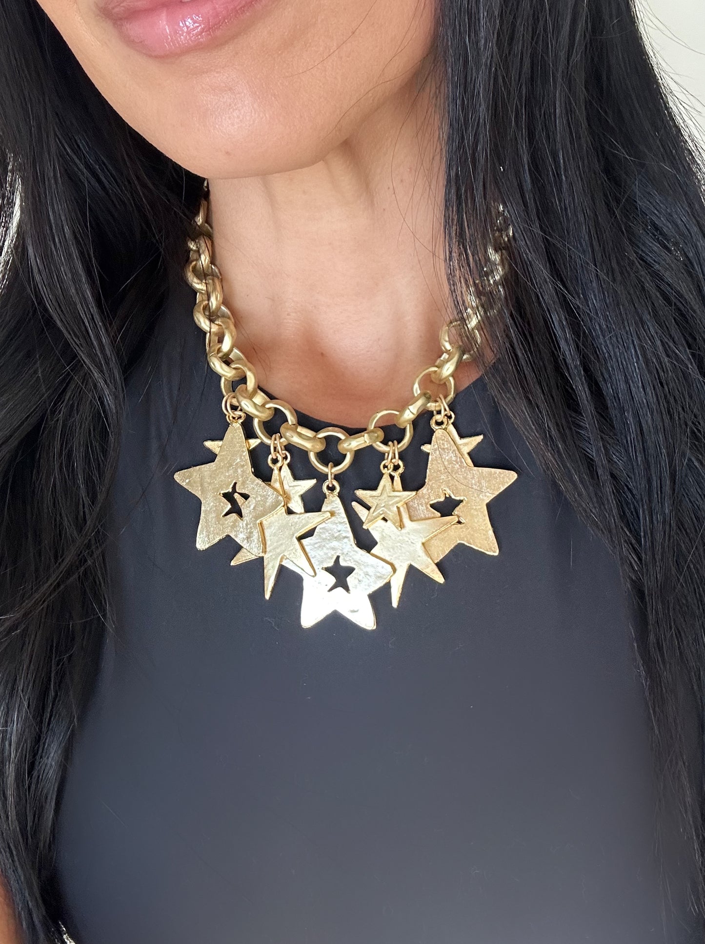 Starburst multi star necklace