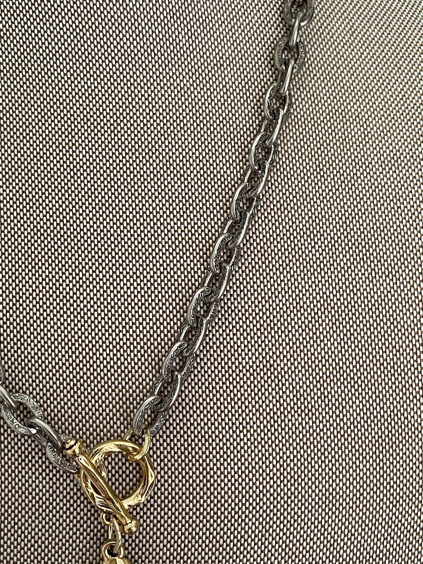 Mixed Metal Clear teardrop crystals toggle necklace