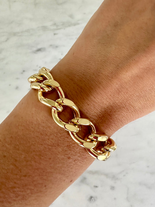 Gold Curb link chunky bracelet