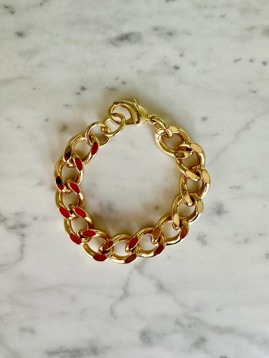 Gold Curb link chunky bracelet