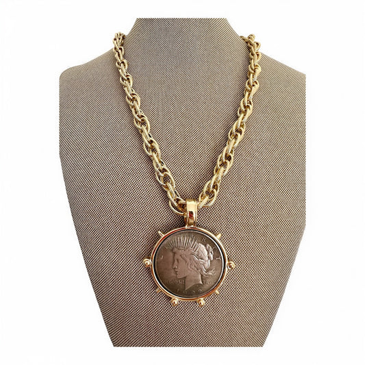 Lady Liberty large coin pendant